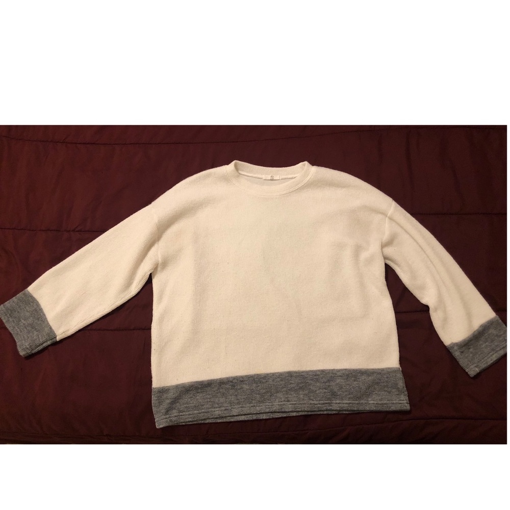Grey and White Knit Sweater